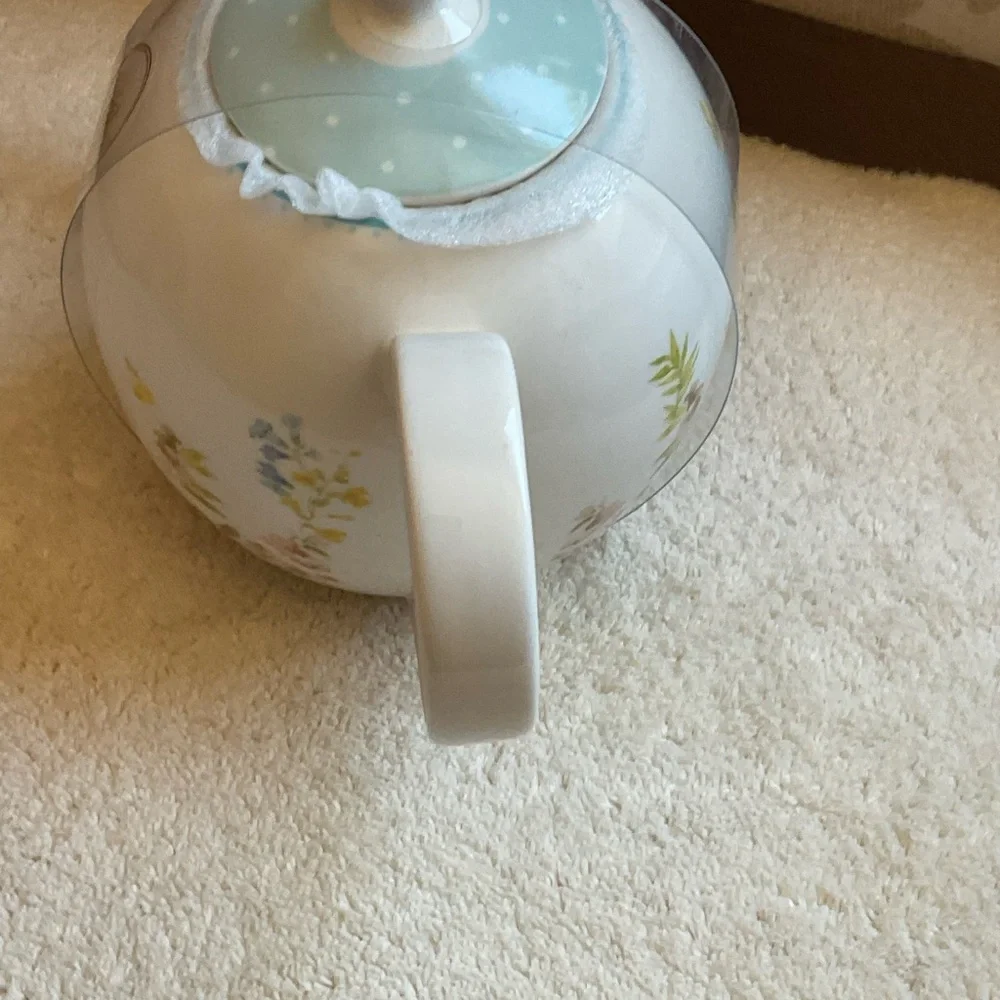 Grace Pantry Roses & Flowers w Polka Dots Tea Pot